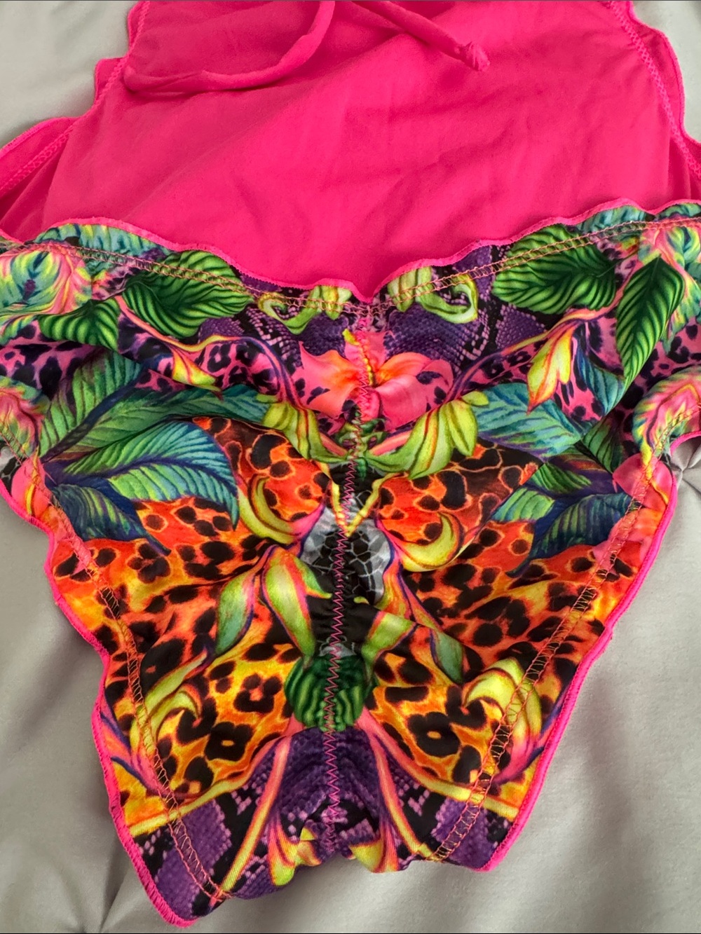 Bright Pink Tropical Print One-Piece Swimsuit - Picture 7 of 10